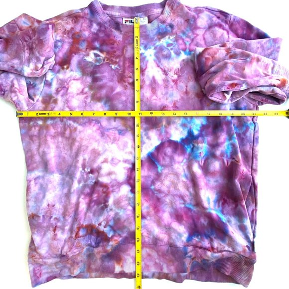 Fila Long Sleeve Crew Neck Custom Tie Dye Sweatshirt with Pockets - Picture 3 of 12